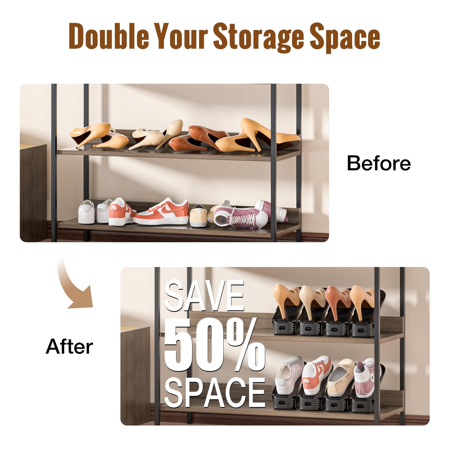 Neprock Shoe Slots Organizer,Shoe Storage Organizer Shoe Rack for Closet Organization,Shoe Slots Organizer De Zapatos Shoe Hoder Space Saver for Entryway(12 Pack)(Black)