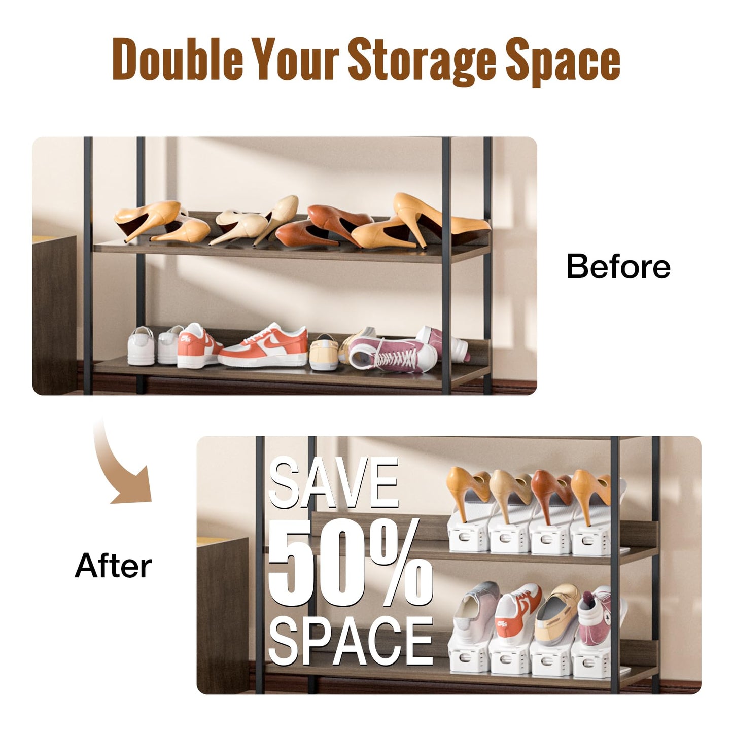 Neprock Shoes Slots Organizer for Closet, Shoe Rack Organizador De Zapatos for Closet Organization, Shoe Slots Organizer Shoe Storage Shoe Holder Space Saver for Entryway(12 Pack)(White)