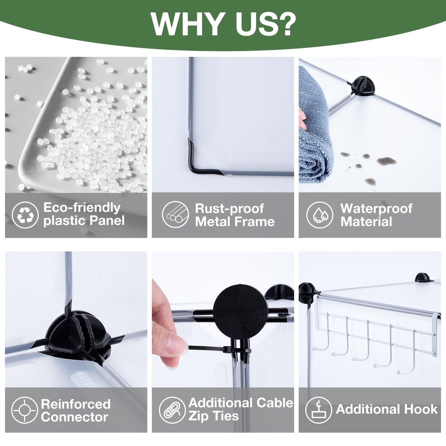 Neprock Closet Organizer, 6 Cube Closet Organizers and Storage, Portable Closet Storage Shelves for Yarn,Books,Clothes(6 Cubes)(Transparent White)