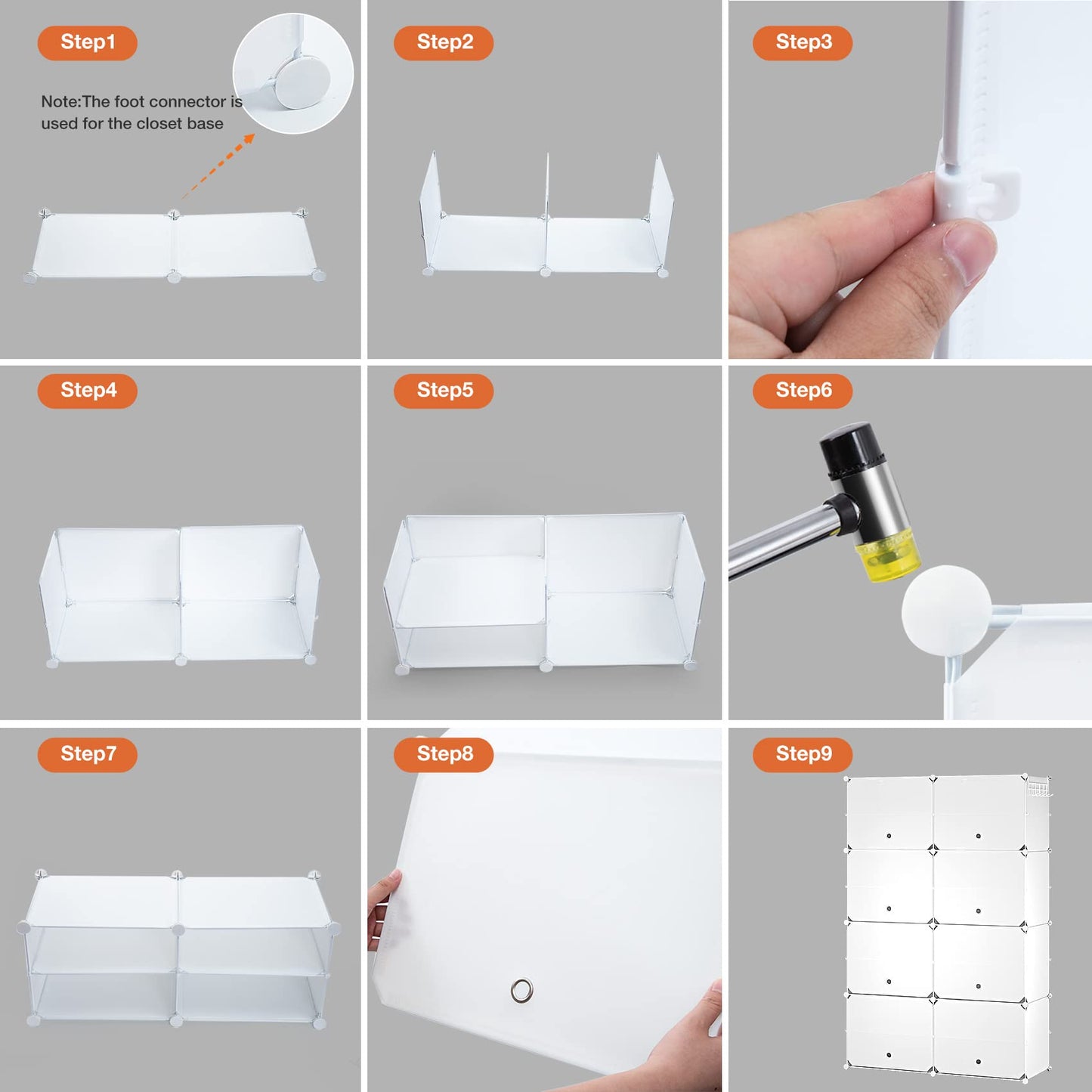 Shoe Rack - 8 Tier Shoe Storage Cabinet - 32 Pair Plastic Shoe Organizers Shoe Shelves with Doors for Closet Hallway Bedroom Entryway(White)