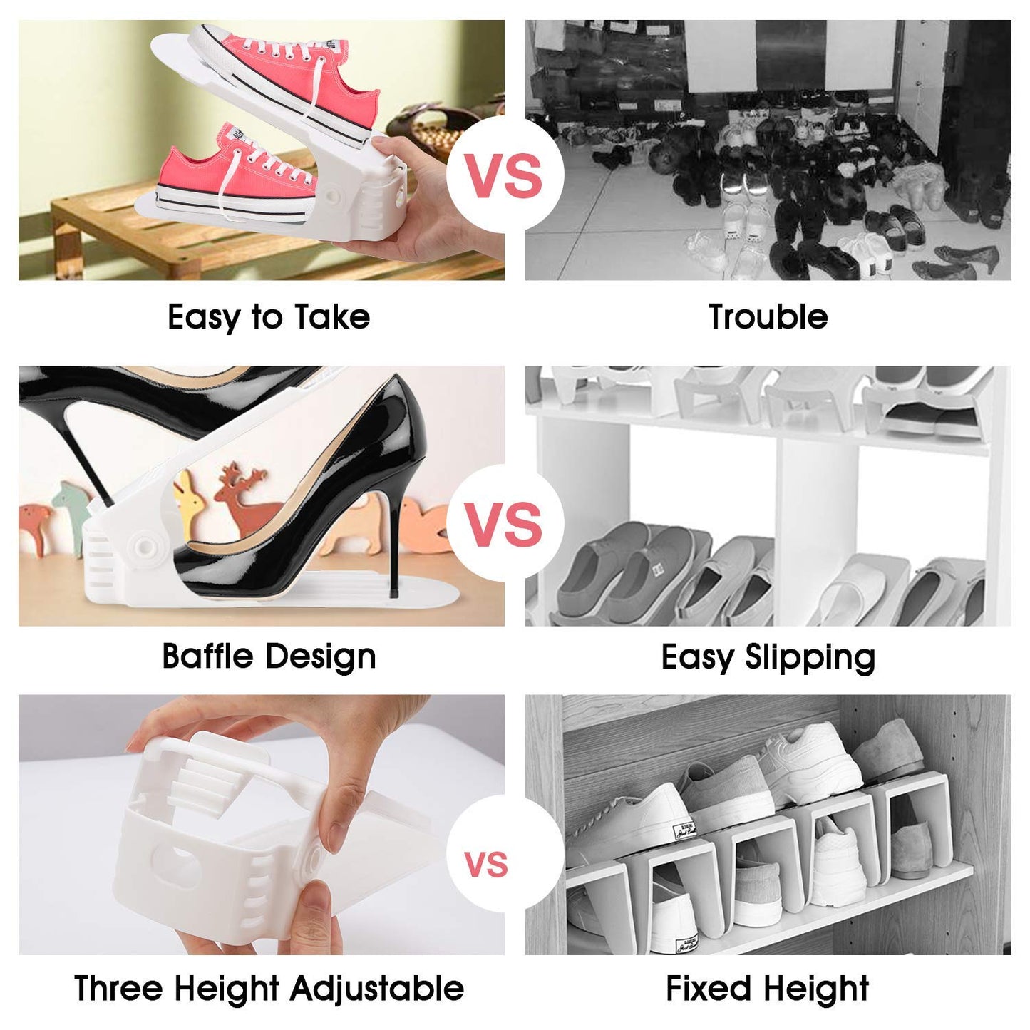 Neprock Shoe Organizers and Storage 36 Pack, Shoe Racks for Closet Organizers, Shoe Storage Organizer Shoe Holder Shoe Cabinet Storage Space Saver for Entryway(White)