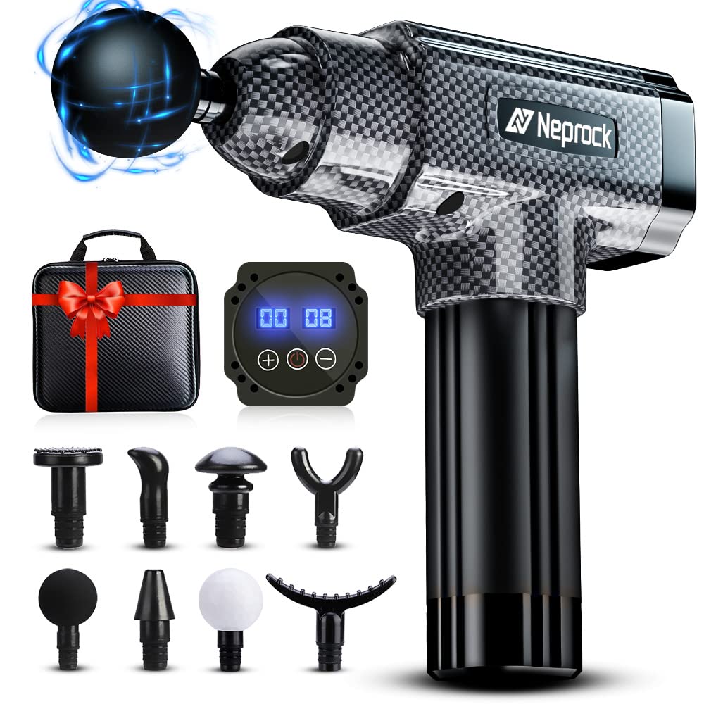 Vatertagsgeschenk, Massagepistole Massage Gun Geeignet für Ganzer KörperMuskelmassagegerät,Schmerzlinderung, 30-Gang-Percussion-Massagegerät mit 8 Massageköpfen,Elektrisches Handmassagegerät mit LCD
