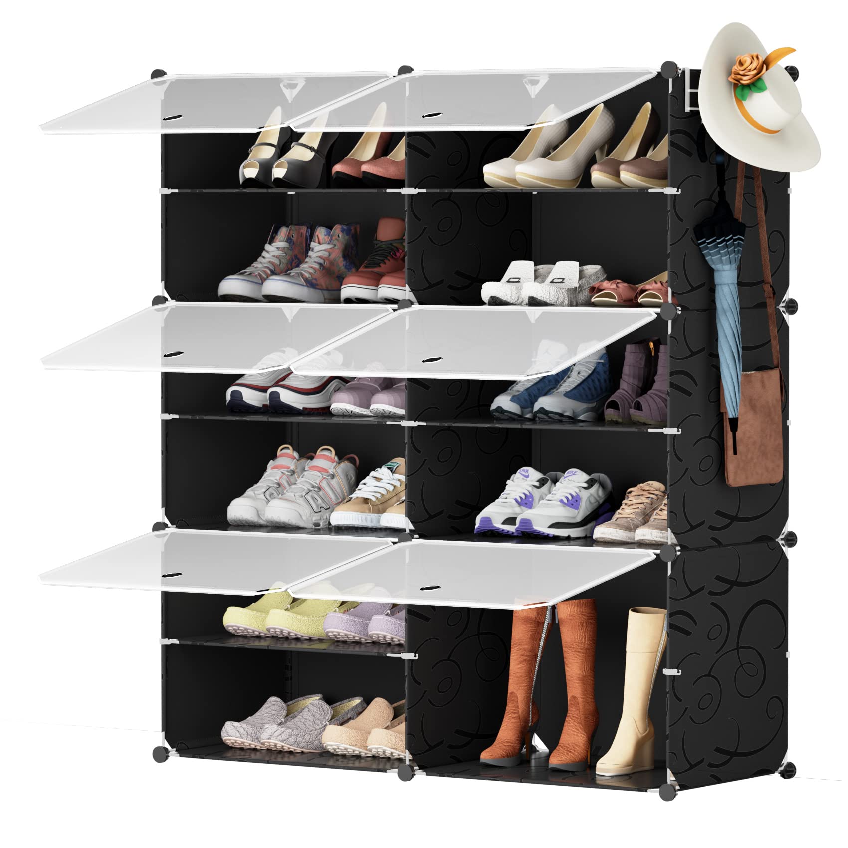 Neprock Shoe Rack, 6 Tier, Stackable 24 Pair Closed Shoe Storage