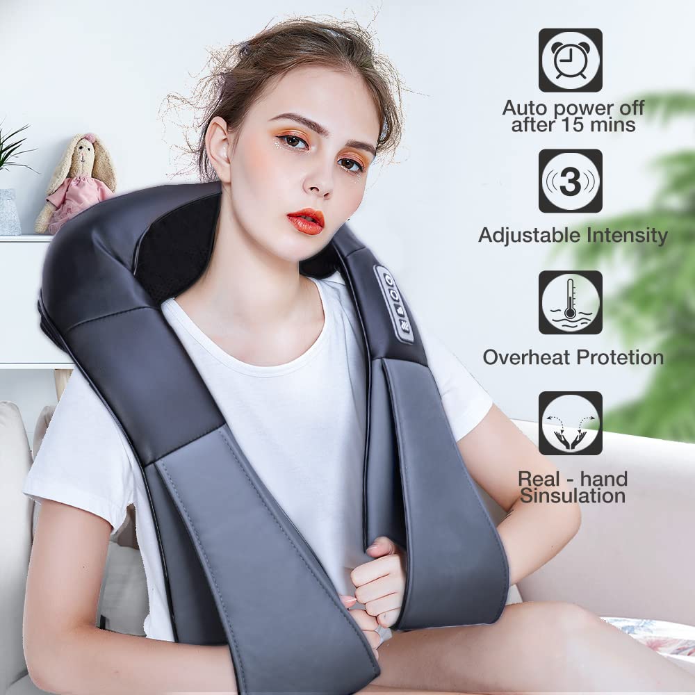 Shiatsu Neck and Shoulder Massager with Heat, Massagers for Neck and Back Body Muscle Pain Relief, Neck Massage Gifts for Birthday Christmas Gifts Ideas for Women Men Mom Dad