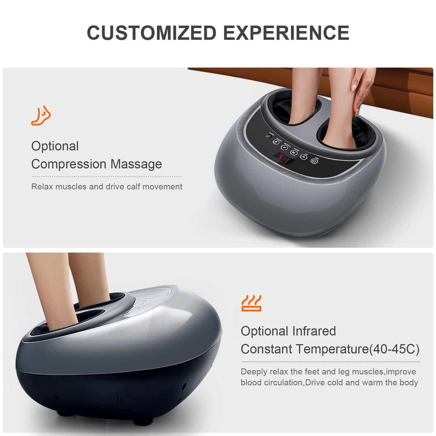 Foot Massager Machine with Heat, Shiatsu Foot Massage with deep Kneading, Foot Massager Plantar Fasciitis for Neuropathy and Foot Pain Relief, Best mothers day gifts for mom