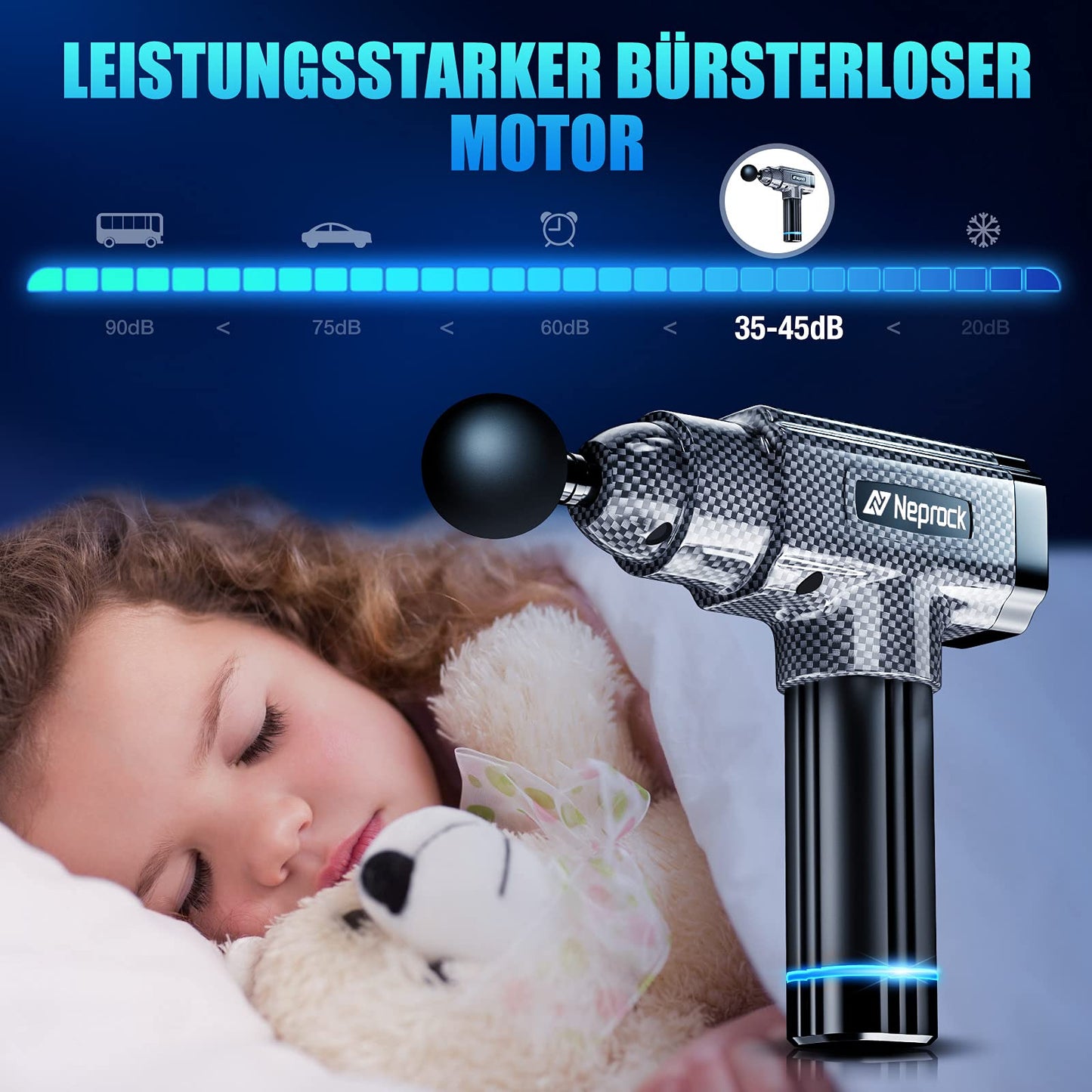 Vatertagsgeschenk, Massagepistole Massage Gun Geeignet für Ganzer KörperMuskelmassagegerät,Schmerzlinderung, 30-Gang-Percussion-Massagegerät mit 8 Massageköpfen,Elektrisches Handmassagegerät mit LCD