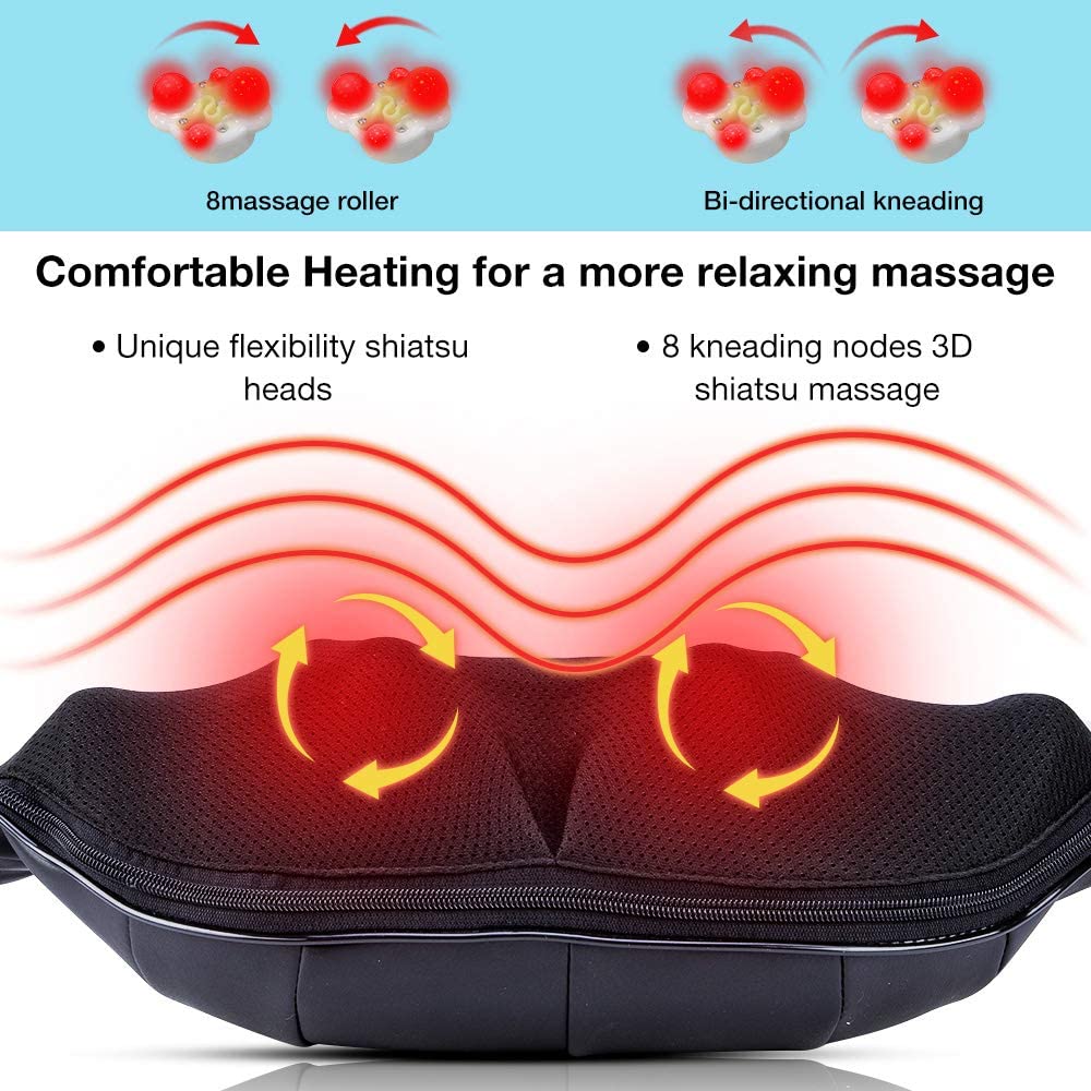 Shiatsu Neck and Shoulder Massager with Heat, Massagers for Neck and Back Body Muscle Pain Relief, Neck Massage Gifts for Birthday Christmas Gifts Ideas for Women Men Mom Dad
