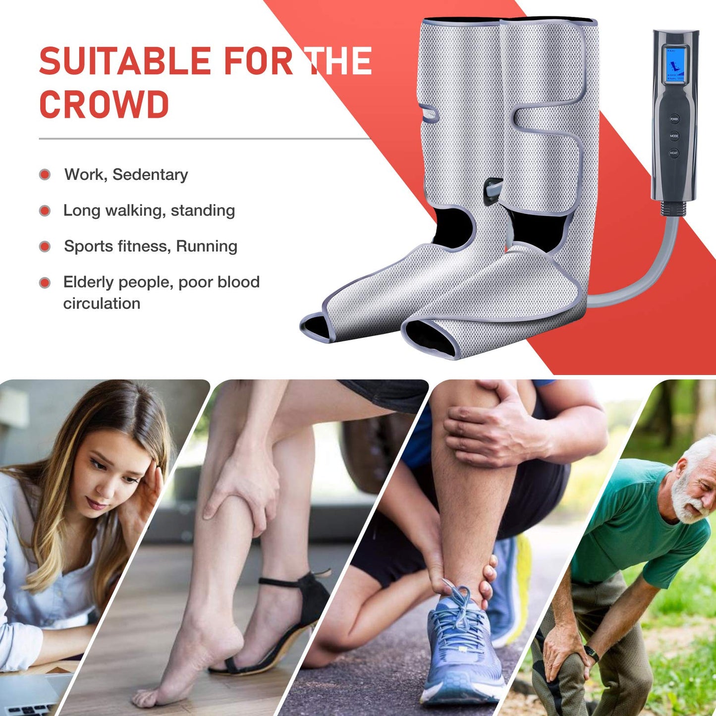 Leg Massager with Heat and Compression for Circulation,Air Foot and Calf Massager for Edema Relief, Foot Pain Relief Relief and Varicose Veins, Fathers Day Gifts from Daughter