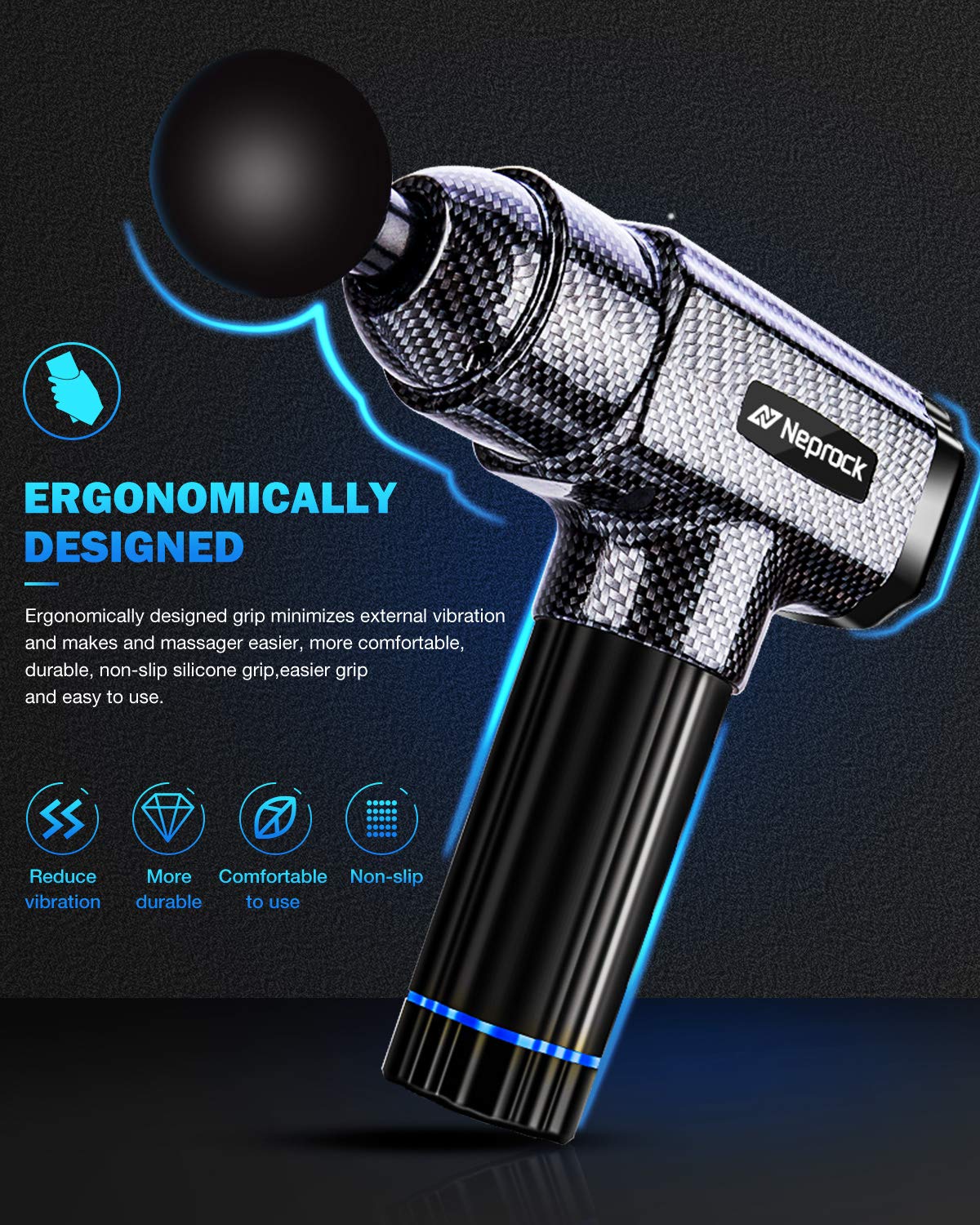 Massage Gun Deep Tissue Massager,Percussion Muscle Massage Gun for Muscle Relaxation Recovery, Electric Handheld Muscle Massager Gun with 8 Massage Heads, Fathers Day Gift from Daughter Son Wife