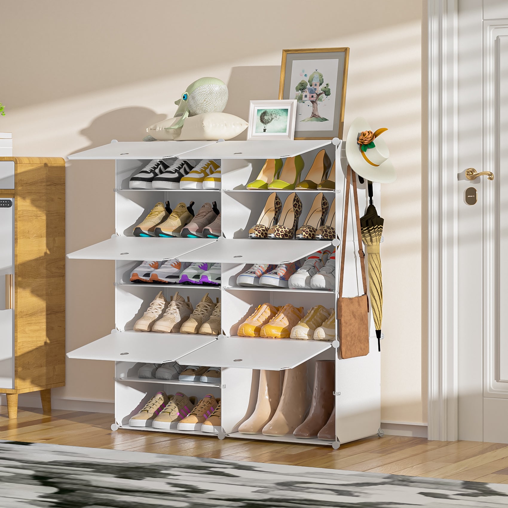 Shoe Rack Organizer,6 Tier for Closet, Stackable 24 Pair Covered Shelv ...