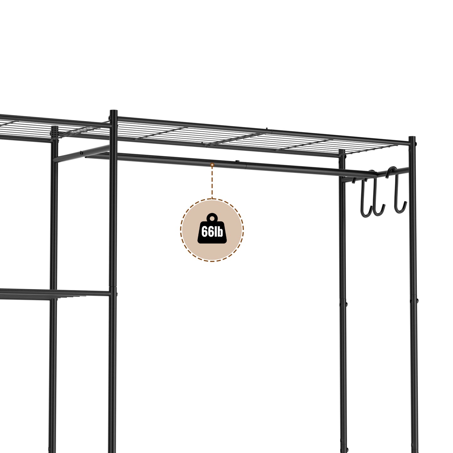 Neprock Portable Wardrobe Closet for Hanging Clothes Rods-Black