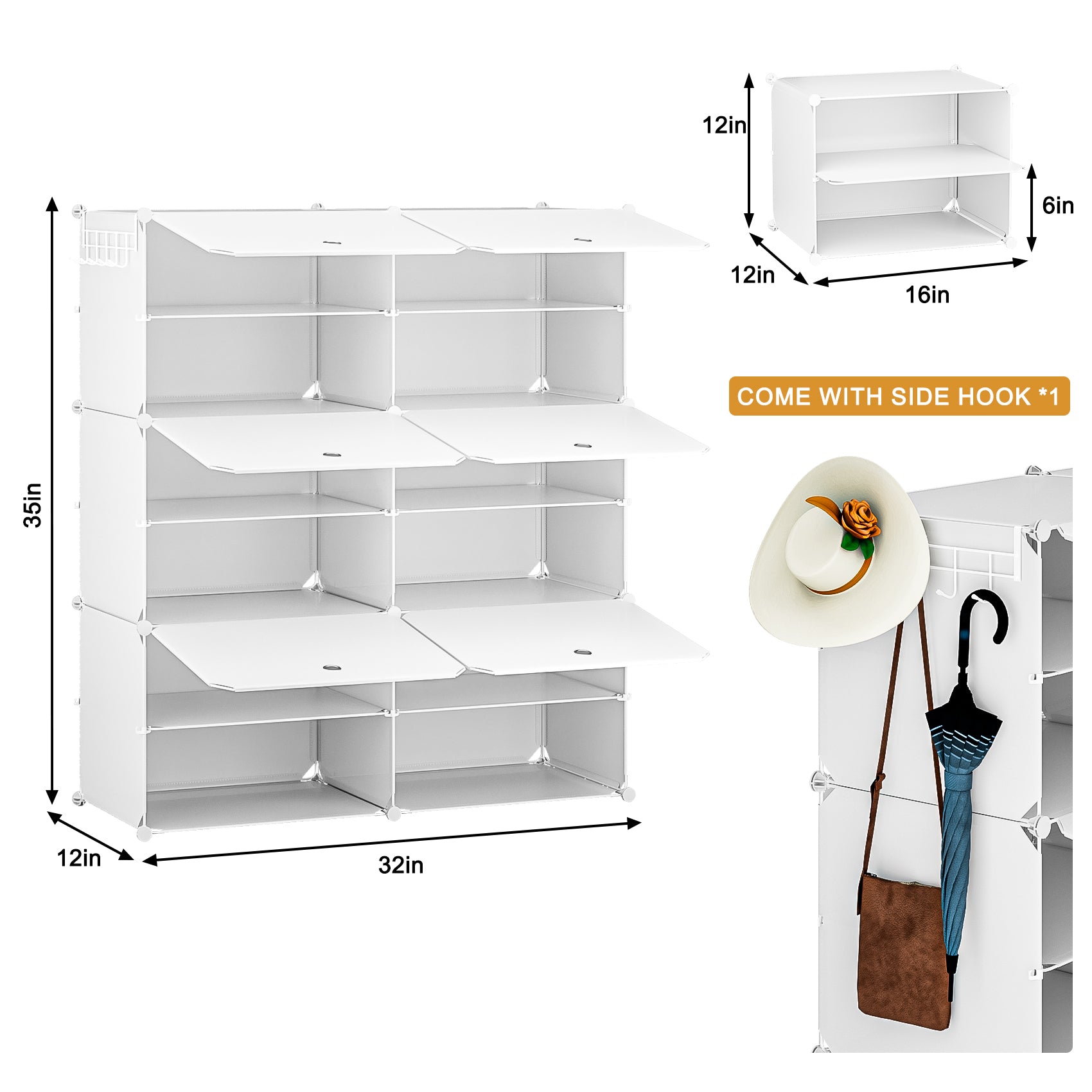Shoe Rack Organizer,6 Tier for Closet, Stackable 24 Pair Covered Shelv ...