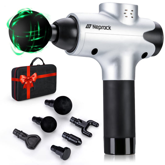 Fathers Day Gifts Massage Gun Deep Tissue, Percussion Muscle Massager Gun for Athletes, Electric Hand held Body Back Massager for Back Neck and Leg Pain Relief, Carry Case & 6 Heads Included