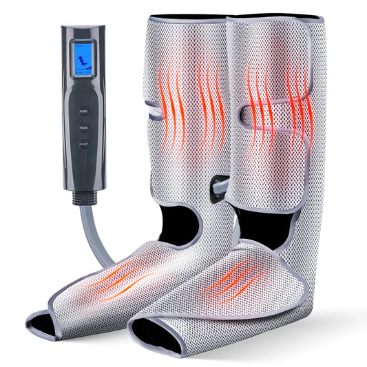 Leg Massager with Heat and Compression for Circulation，Air Foot and Calf Massager for Edema Relief, Foot Pain Relief Relief and Varicose Veins, Fathers Day Gifts from Daughter