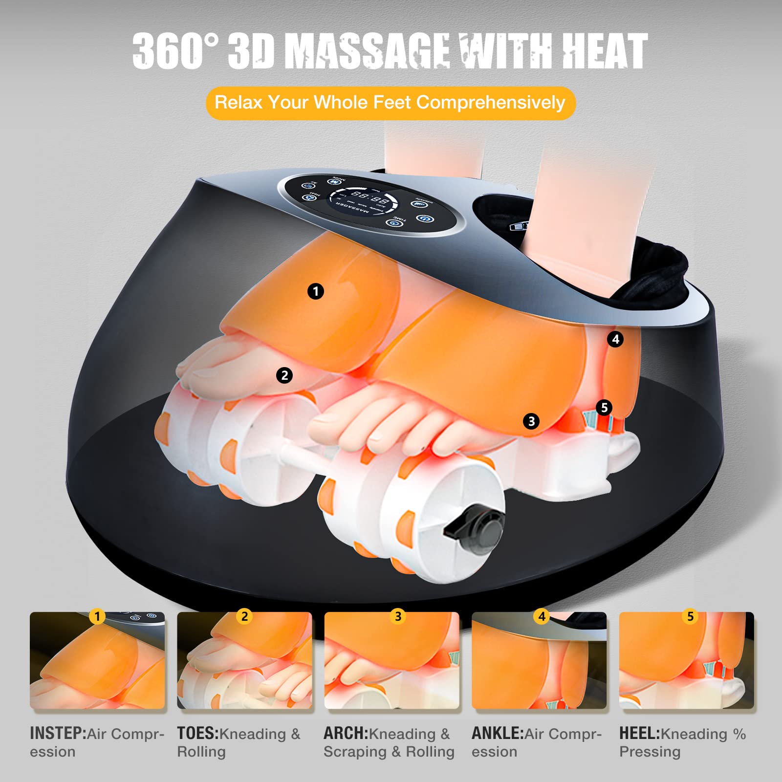  RESTECK™ Shiatsu Foot Massager Machine with Heat {Remote  Control} Deep Kneading Massage Therapy, Air Compression, Relieve Foot Pain  from Plantar Fasciitis, Neuropathy & Chronic Nerve Pain : Health & Household