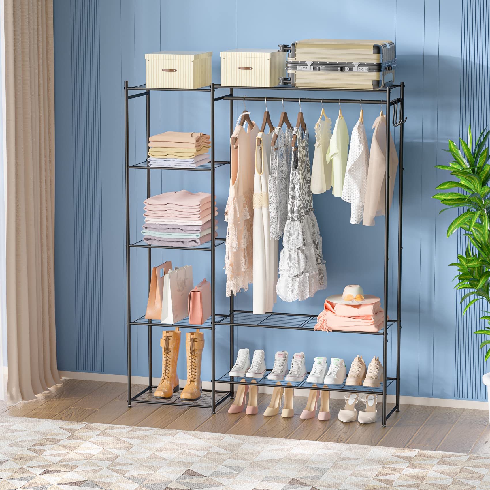Neprock Clothing Rack with Shelves, Portable Wardrobe Closet for Hangi –  neprock