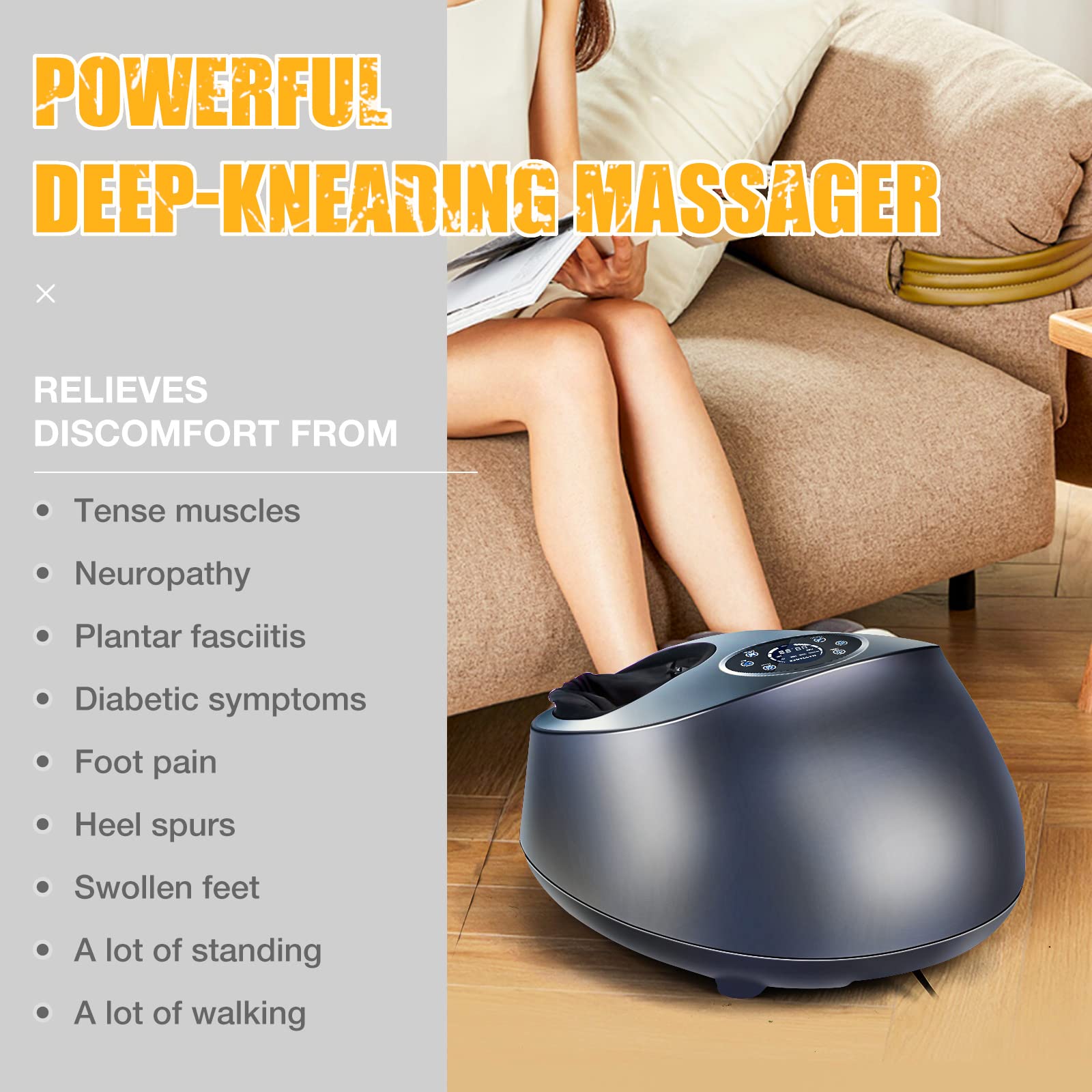 Nekteck Foot Massager Machine with Heat, Deep Kneading Shiatsu Foot Massager  with Air Compression, Soothe Muscles, Multiple Massage Modes & Adjustable  Intensity Valentines Day Gifts for Her & Him