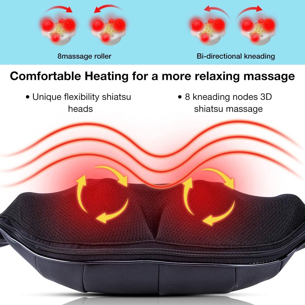 Shiatsu Neck and Shoulder Massager with Heat, Massagers for Neck and B –  neprock